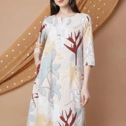 Melange By Lifestyle Beige Regular Fit Printed Kurta-image-87