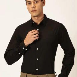 Thomas Scott Ash Black Cotton Slim Fit Shirt-image-67