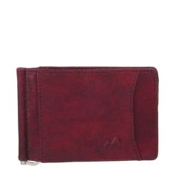 Metro Maroon Solid Money Clip Card Holder-image-2