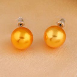 Estele Gold-Plated Glowing Pearl Stud Earrings-27