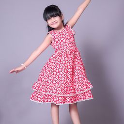 Fabangel Girls Floral Printed Lace & Bow Fit & Flare Dress-image-34