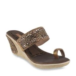 Princess by Metro Women's Antique Gold Toe Ring Wedges-image-5