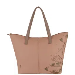 Baggit Lxe Thai E Lark Peach Printed Large Tote Handbag-1