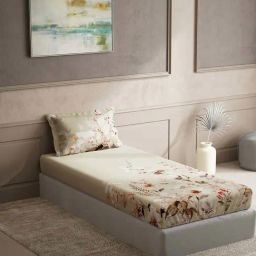 DDecor Beige Cotton 150 TC Single Size Bedsheet With Pillow Cover-image-95
