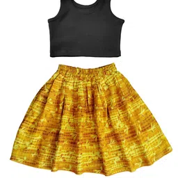 SILK SPARROW Girls Sleeveless Pure Cotton Top With Skirt-38
