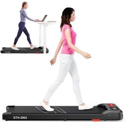 Sparnod Fitness STH-3002 Home Use Walking Pad Treadmill for Home Use Compact, Ultra-Slim, Ready to Use | Shock Absorption | LED Display | Manual Incline | 100 Kg Capacity image 1
