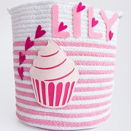 Yellow Doodle Magical Cupcake Organic Cotton Rope Basket Medium Size - Pink-image-89