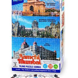 FunBlast Jigsaw Puzzles for Kids Set of 3 Mumbai City Puzzles Multicolor- 108 Pieces-24