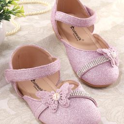 Cute Walk by Babyhug Velcro Closure Bellies with Butterfly Applique - Pink-image-30
