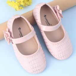 Cute Walk by Babyhug Velcro Closure Bellies with Floral Applique & Checked Pattern - Pink-image-94