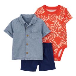 Carter's Baby 3-Piece Pineapple Little Short Set- Blue & Orange-image-6