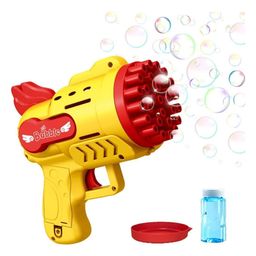 KolorFish 29 Holes Bubble Machine Gun with Colorful Lights Rocket Boom Bubble Makers Cool Outdoor Birthday Wedding Party Gift Camping Toy - Yellow & Orange-22