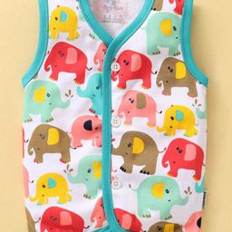 Child World Interlock Knit Sleeveless Vests Elephant Print - Blue-picture-0