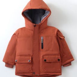Kookie Kids Full Sleeves Hooded Solid Jacket - Orange-image-39