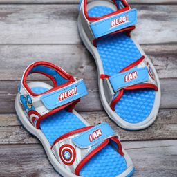Toothless Avengers Featuring Hero Text Detailed Velcro Closure Sandals - Blue-image-48