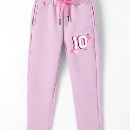 Olio Kids Knit Full Length Text Printed Fleece & Woollen Bottom - Mauve-picture-13
