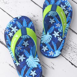 Pine Kids Slip On Flip Flops with Floral Print - Blue-image-75