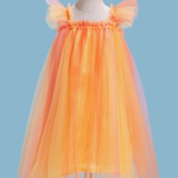 Mark & Mia Frill Sleeves Solid Color A-Line Party Dress - Orange-image-4
