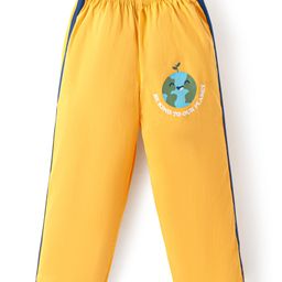 Tango Single Jersey Knit Full LengthTrack Pant with Planet Earth Print & Tape Detailing -Yellow-image-56