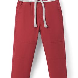 Babyhug Twill Woven Full Length Solid Color Cut & Sew Trouser - Maroon-image-77