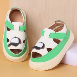 Babyoye Velcro Closure Sandals with Cap Applique - Green-picture-4