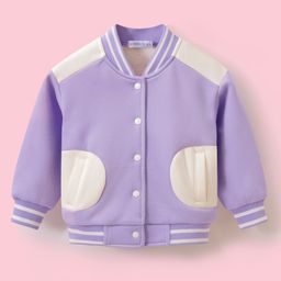 Mark & Mia Full Sleeves Solid Color Bomber Jacket with Kangaroo Pocket - Purple-image-46