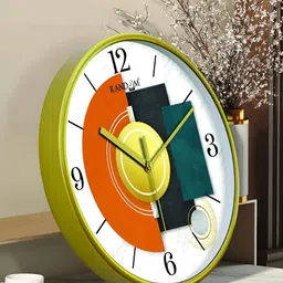 RANDOM Green & Orange Coloured Printed Contemporary Wall Clock-24