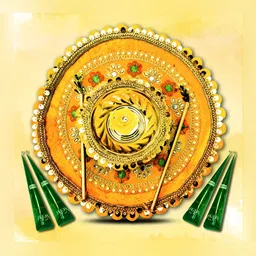 ME & YOU Yellow & Red Haldi Thali With 4 Pieces Mehendi Cones-63