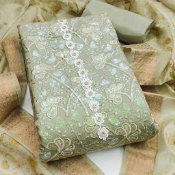 SHADOW & SAINING Embroidered Pure Silk Semi-Stitched Dress Material-image-96