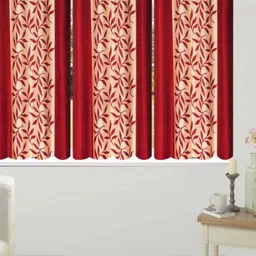 BELLA TRUE Maroon 3 Pieces Ethnic Motifs Window Curtains-image-91