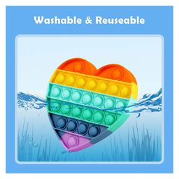 Vworld Dinosaur Unicorn Heart Shape Pop Bubble Stress Relieving Silicone Pop It Fidget Toy Pack of 3 - Multicolor image 4