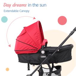 Luv Lap Regal Baby Stroller with 5 Point Safety Harness Adjustable Footrest & Extendable Canopy - Maroon image 5