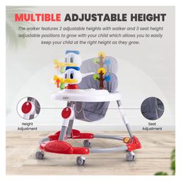 Baybee Kidzee Round Activity Walker With 3 Position Adjustable Height & Musical Toy Tray - Red image 5