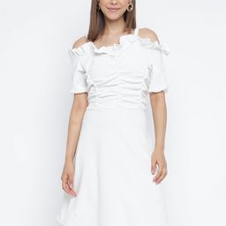 DressBerry Women Cold-Shoulder Sleeves Fit & Flare Dress-image-38