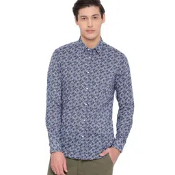 Antony Morato Blue Printed Slim Fit Cotton Shirt-image-96