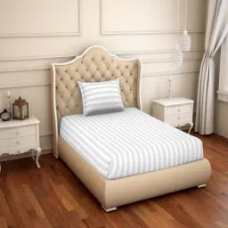Spaces Skyrise 210 TC White & Grey Bed Sheet Set-picture-44