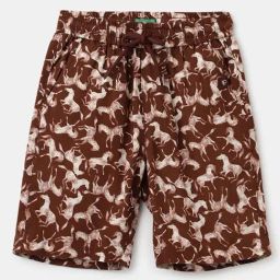 United Colors of Benetton Kids Brown Cotton Printed Shorts-image-35