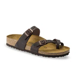 Birkenstock Women Brown Solid Mayari Oiled Leather One Toe Regular Width Flats-picture-20