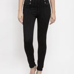 KASSUALLY Black & White Striped Treggings-image-14