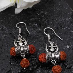 Panash Silver Plated & Brown Oxidized Classic Drop Earrings-11