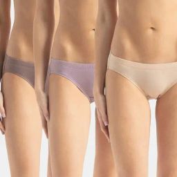Jockey Assorted Color Plain Bikini Bottom (Pack of 3)-image-1