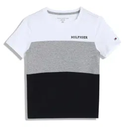 Tommy Hilfiger Kids Optic White Colorblock Regular Fit T-Shirt-image-60