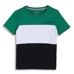 Tommy Hilfiger Kids Olympic Green Colorblock Regular Fit T-Shirt-image-85