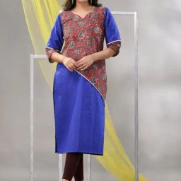 CHARUKRITI Blue Cotton Printed Straight Kurta-picture-35