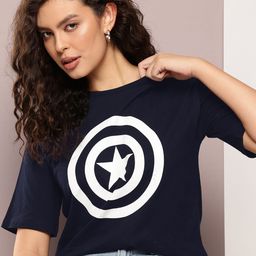 Kook N Keech Oversized Fit Captain America Graphic Printed Pure Cotton T-shirt-image-23