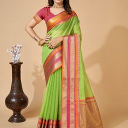 Rangtulika Ethnics Checked Zari Silk Cotton Saree-image-31