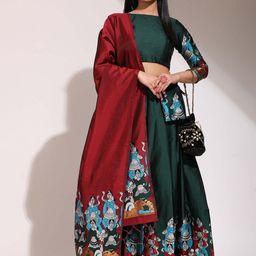 Payu Printed Semi-Stitched Lehenga & Unstitched Blouse With Dupatta-picture-15