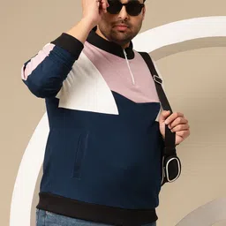 Sztori Plus Size Colourblocked Mock Collar Sweatshirt-picture-0
