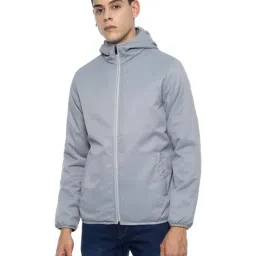 Van Heusen Sport Grey Regular Fit Self Pattern Hooded Jacket-7