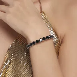 Zaveri Pearls Set of 2 Black & Green Artificial Stones Embellished Bracelets Set-ZPFK16842 image 2